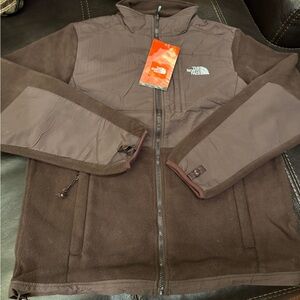 The North Face Brown Quilted Fleece Jacket with Branded Zipper Pull